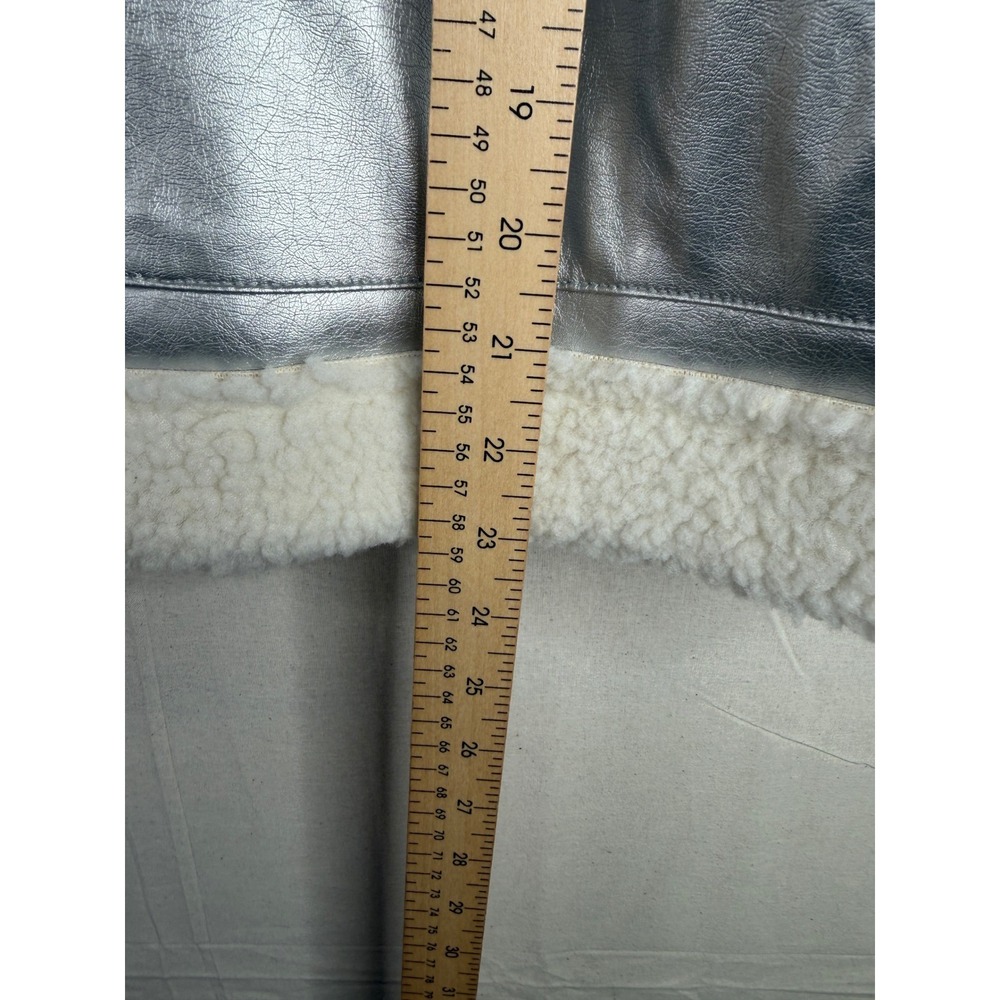 New A New Day Women's Metallic Sherpa Lined Jacket Size Large Silver - Picture 5 of 7